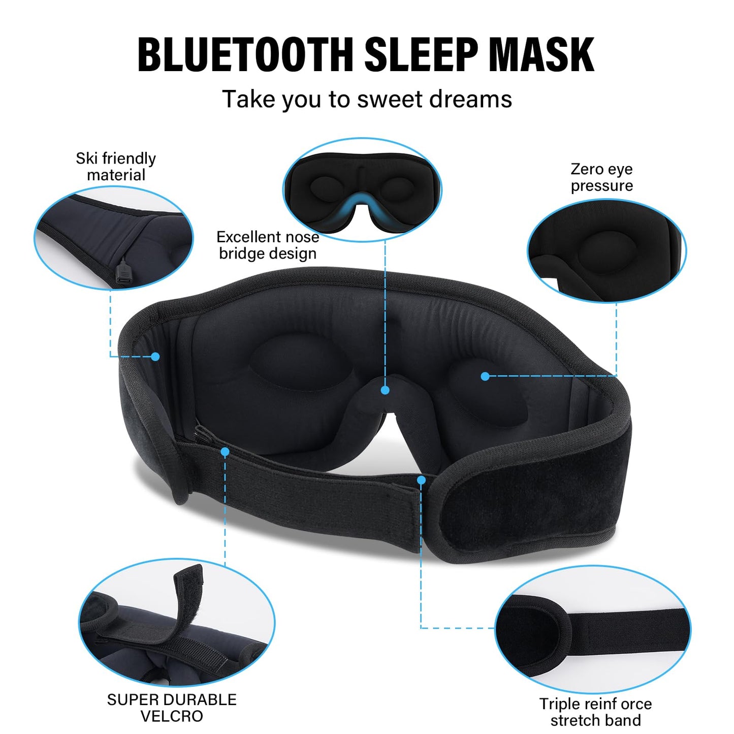 Nexus Sleep Mask USB Bluetooth Stereo Speakers