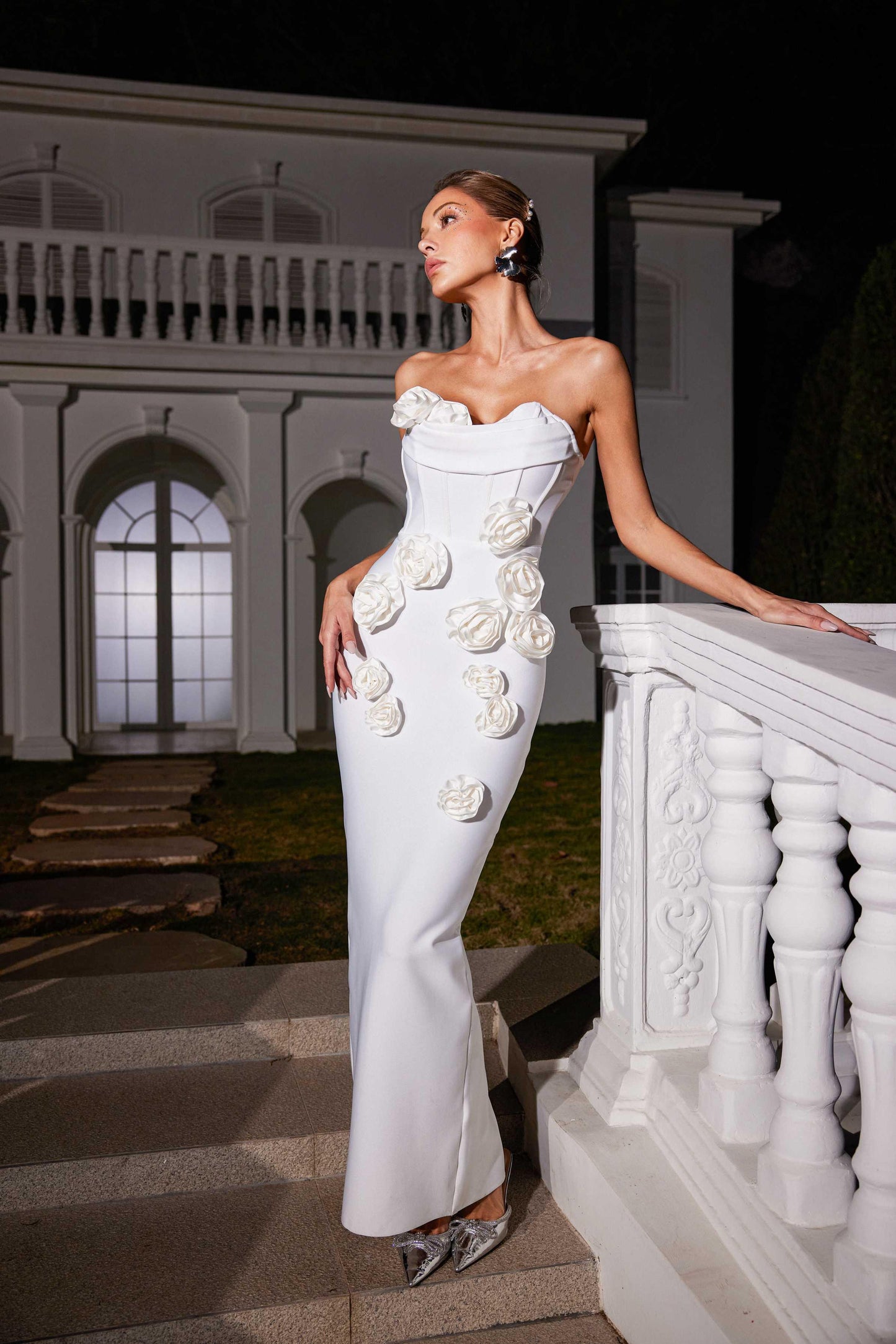 Arushi Strapless Flower Bandage Dress