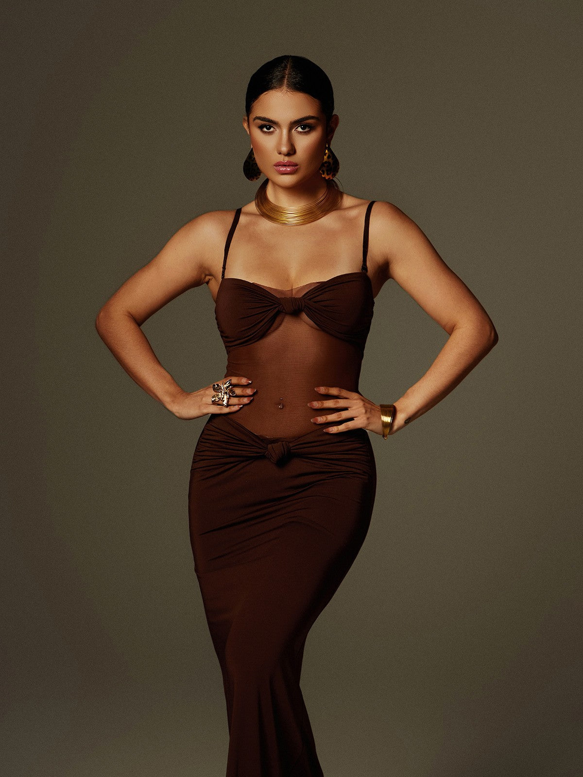 Australis Spaghetti Bow Twisted Maxi Dress