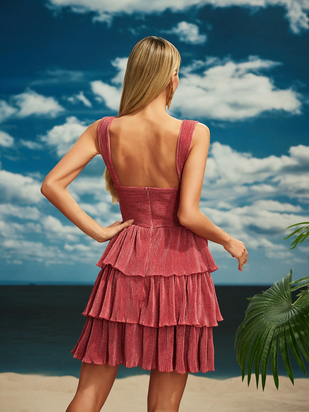 Beroe Starfish Cutout Tiered Mini Dress