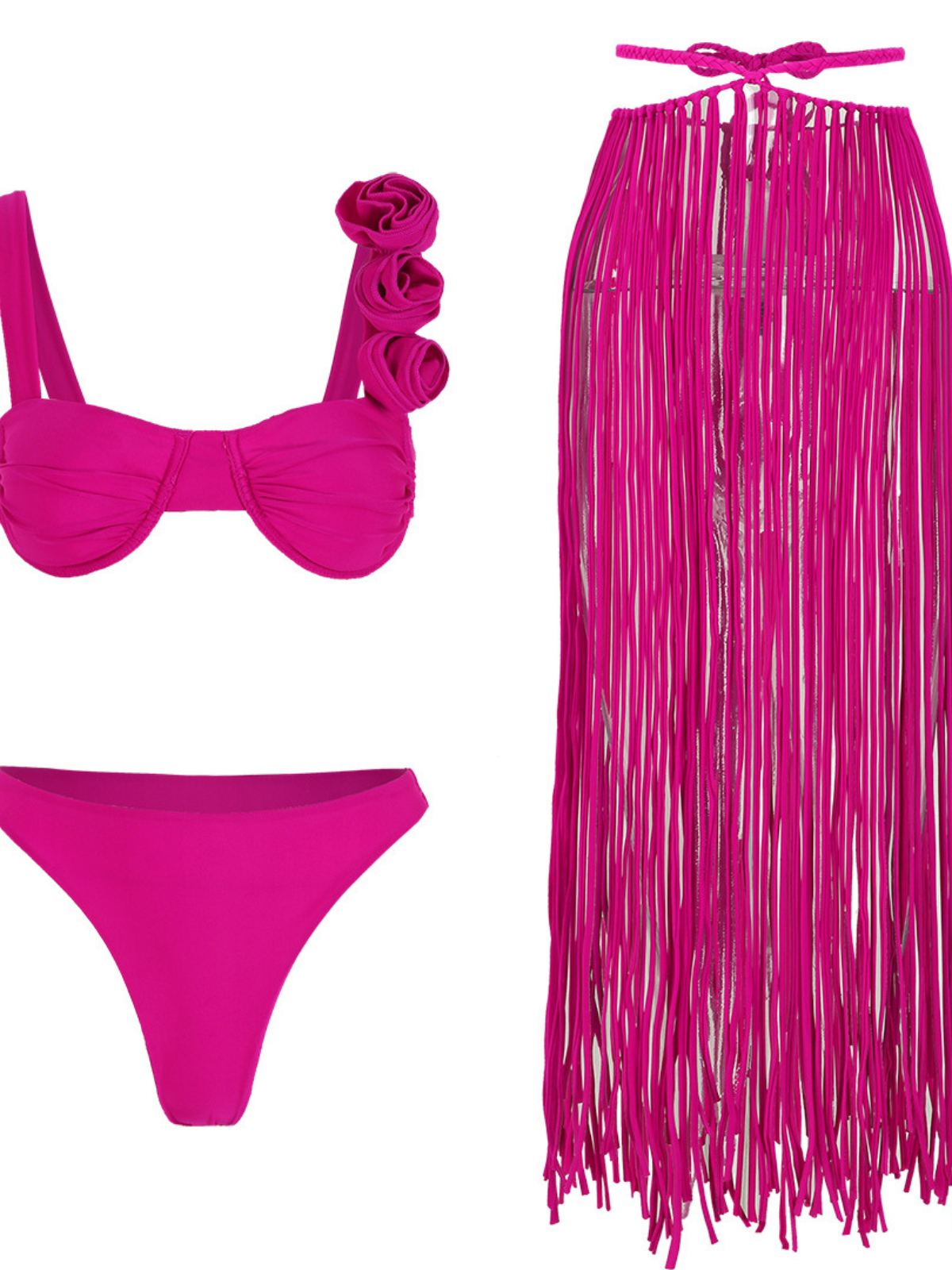 Bryslen Fringe Bikini Three Piece Set
