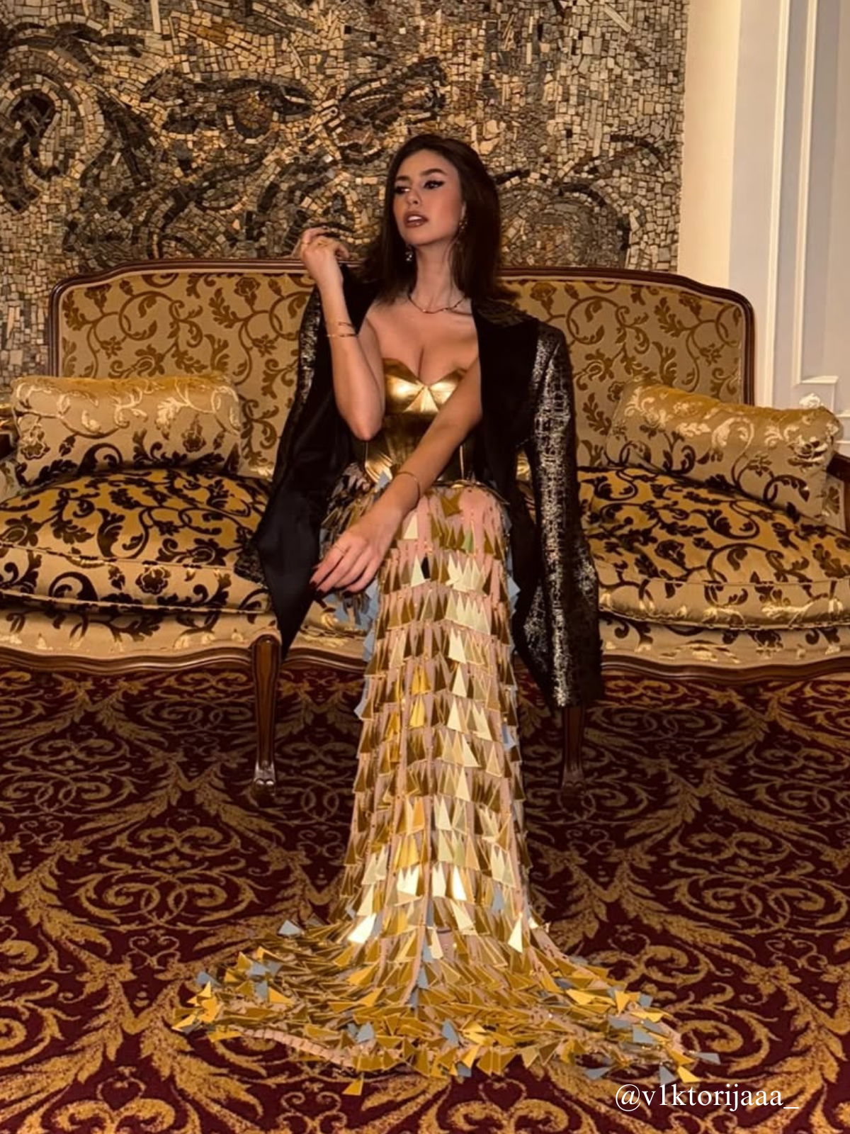 Buck Corset Acrylic Fringe Maxi Dress