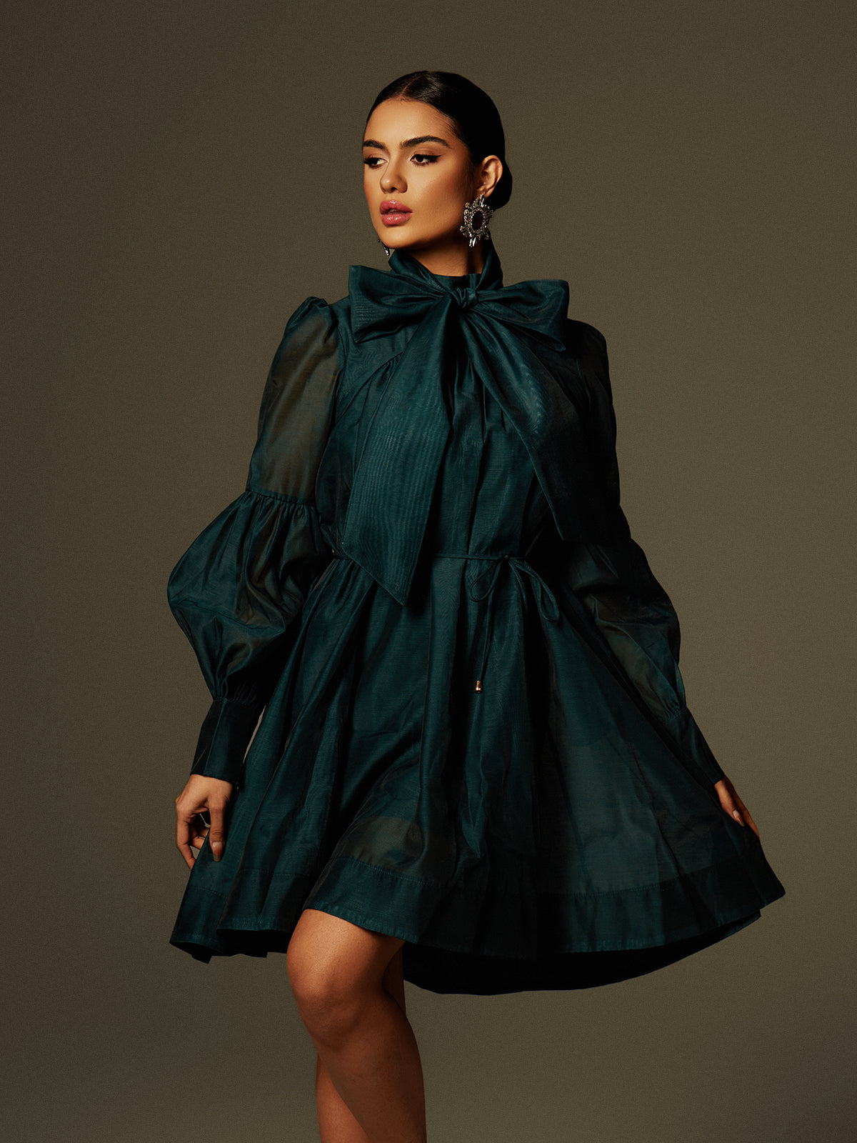 Caelan Long Sleeve Lace Up Mini Dress