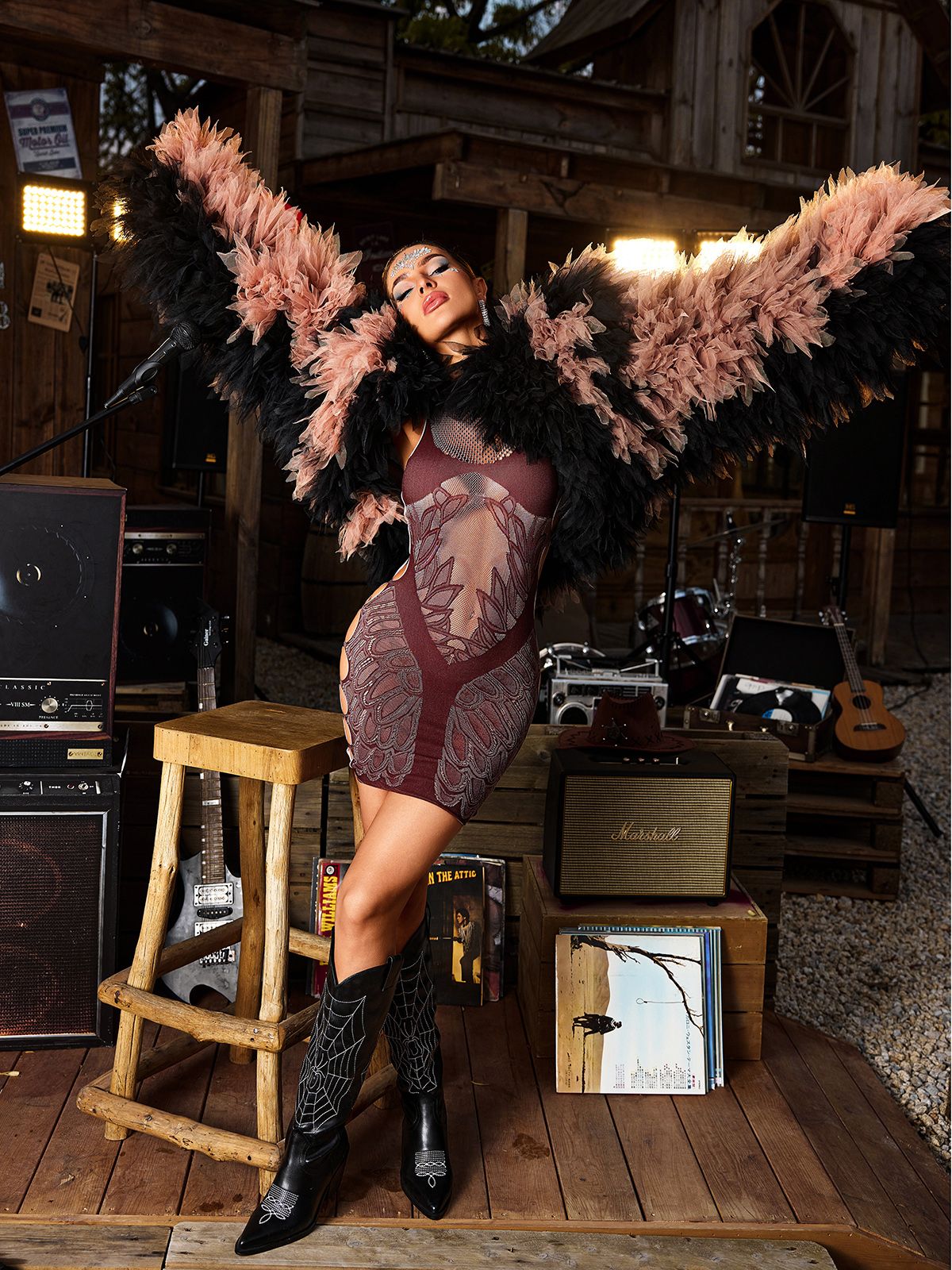 Caelzor Ruched Tulle Shrug