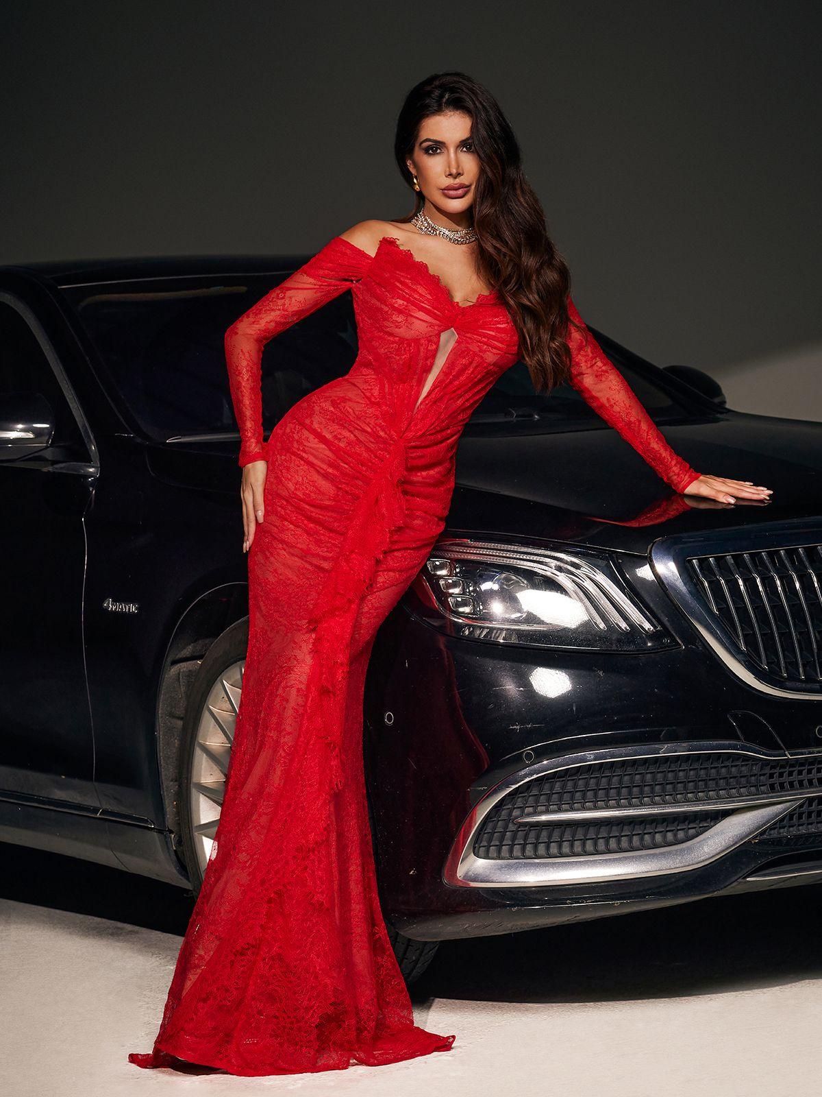 Capella Off Shoulder Lace Mermaid Maxi Dress