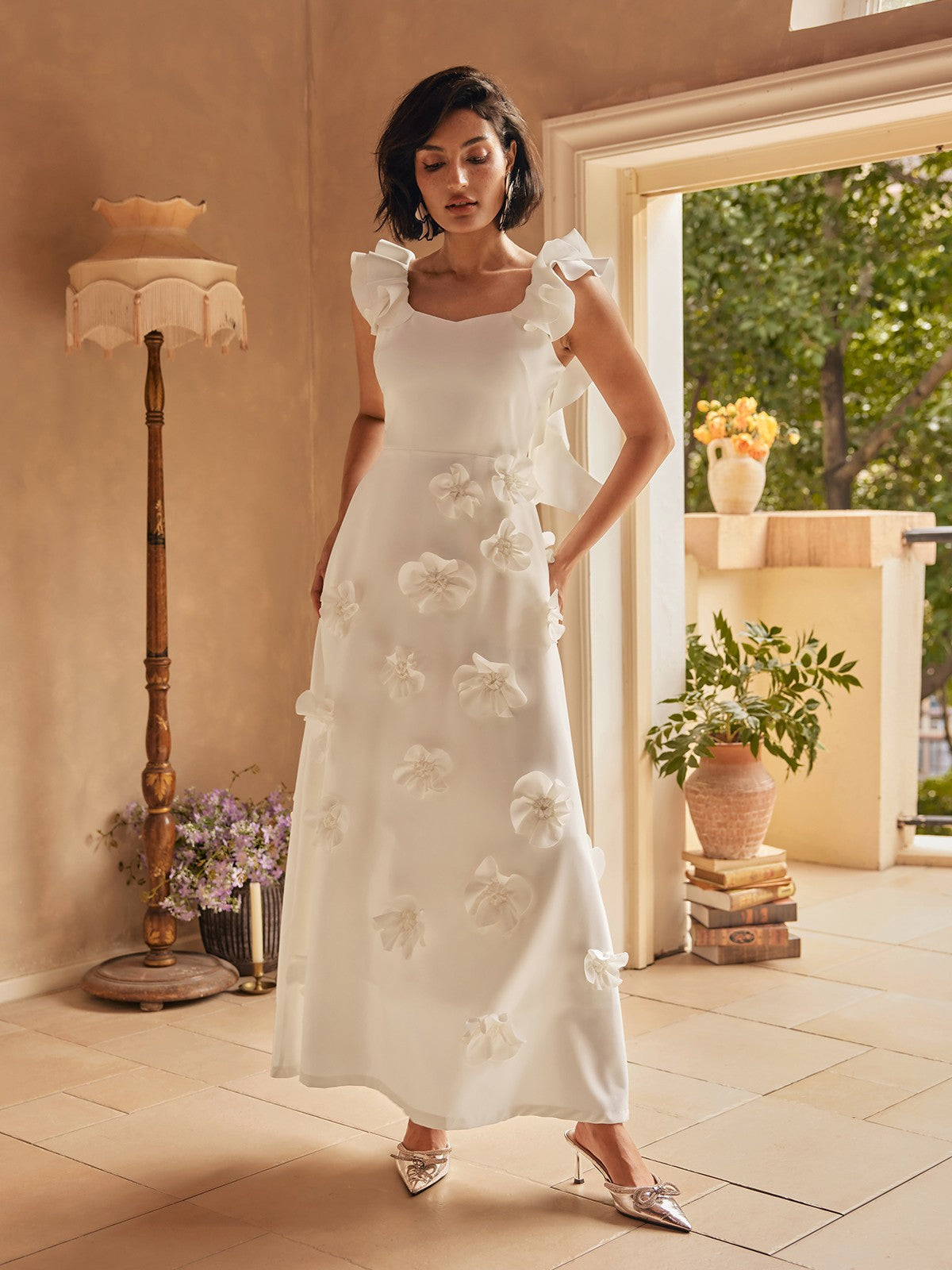 Careaga Sleeveless Flower Maxi Dress