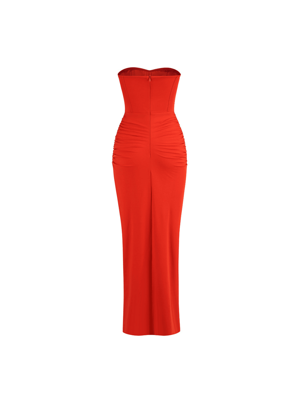 Carew Strapless Ruched Dress In Red