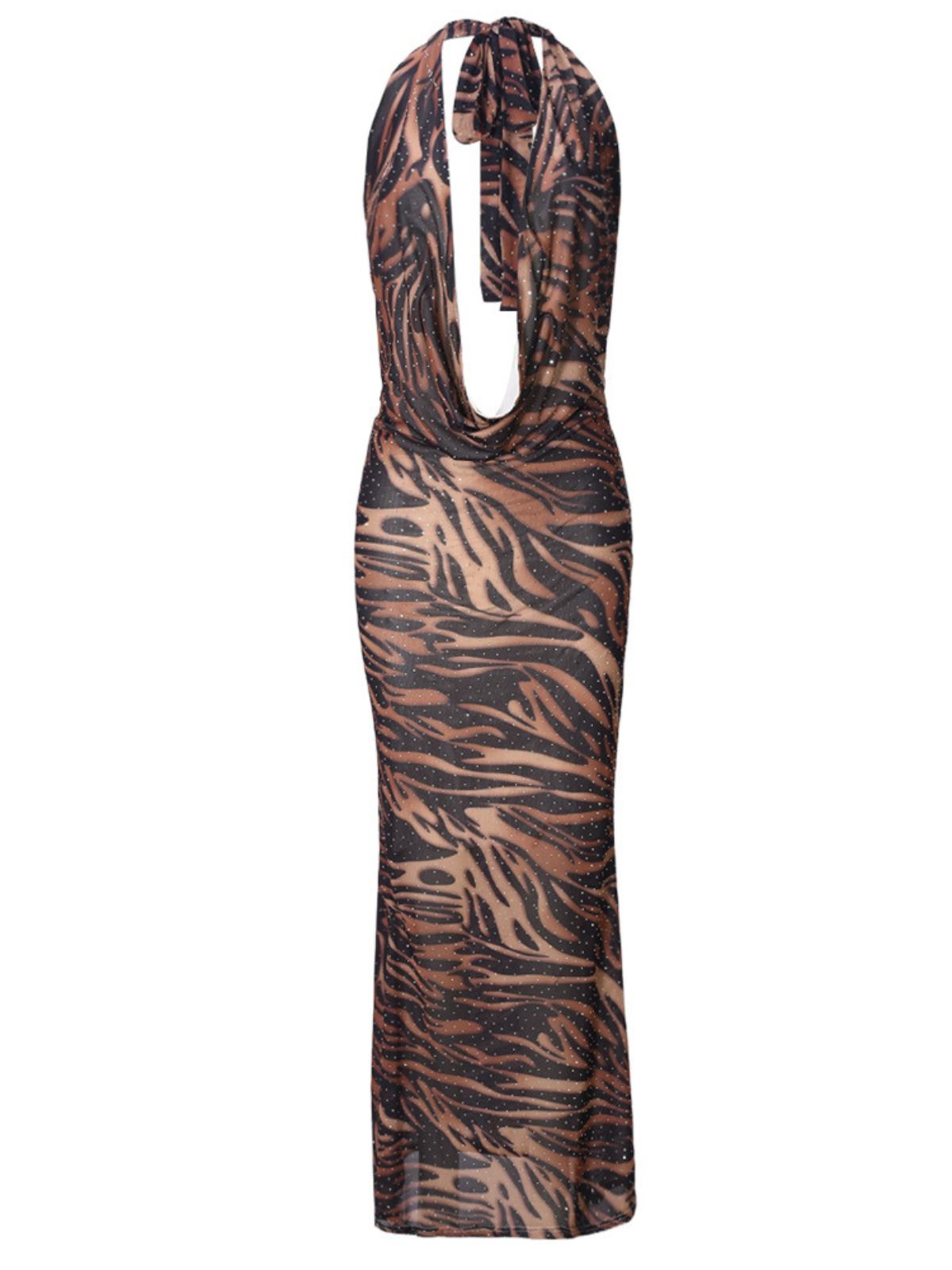 Drynna Cowl Neck Zebra Maxi Dress