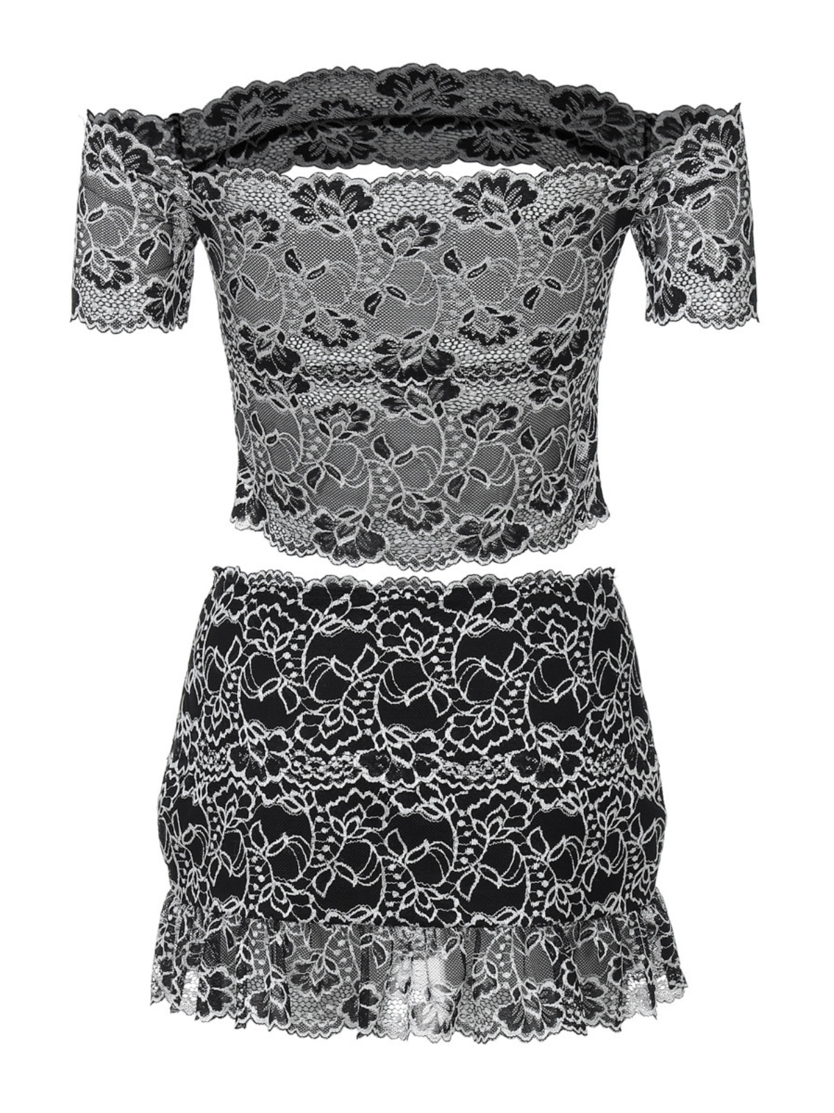 Gryxalis Off Shoulder Cutout Skirt Set