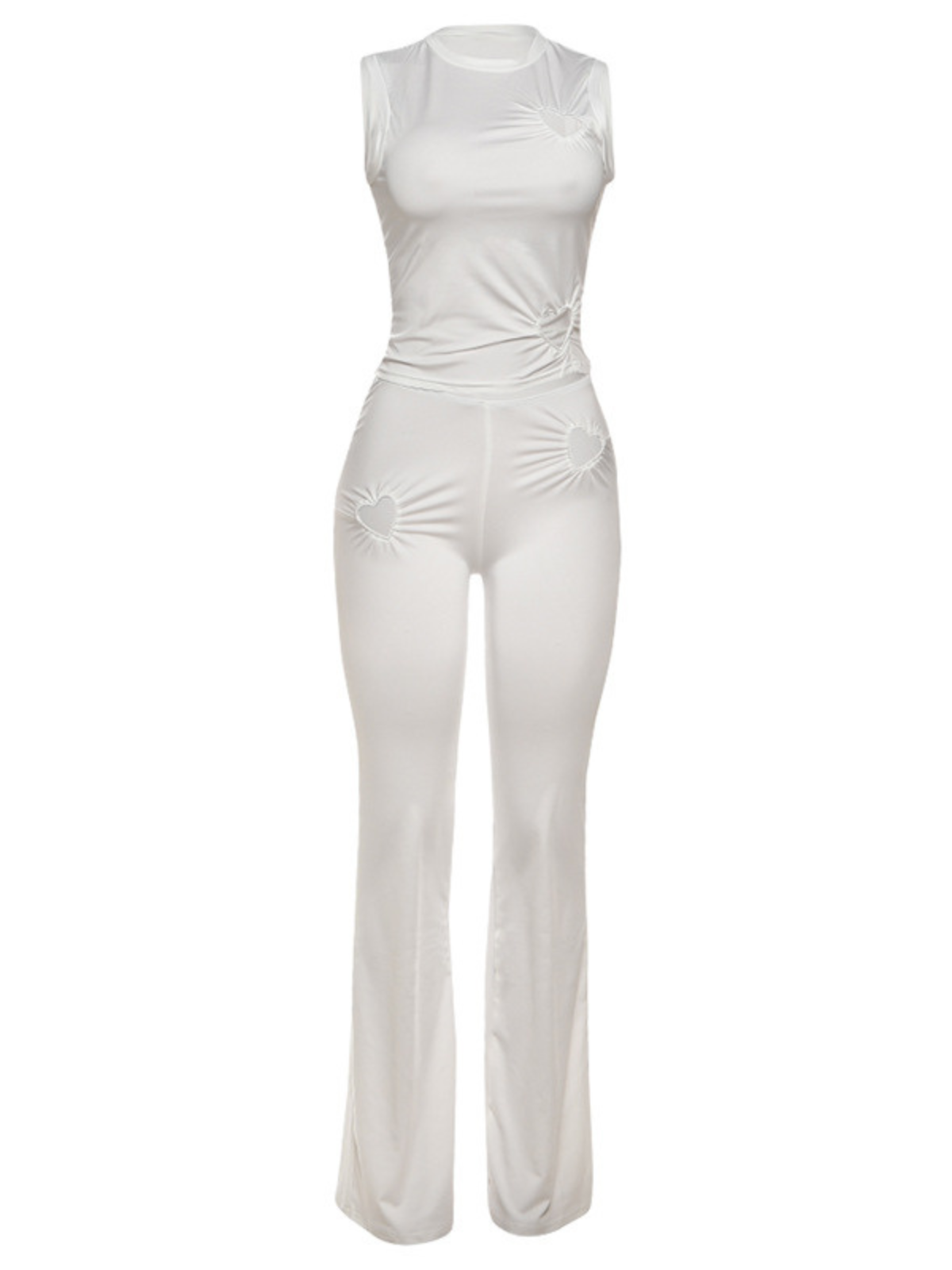 Hyvixia Sleeveless Cutout Heart Pants Set