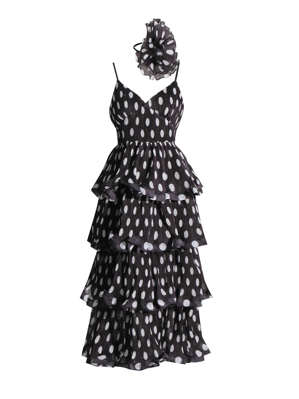 Ilaria Spaghetti Dot Tiered Dress