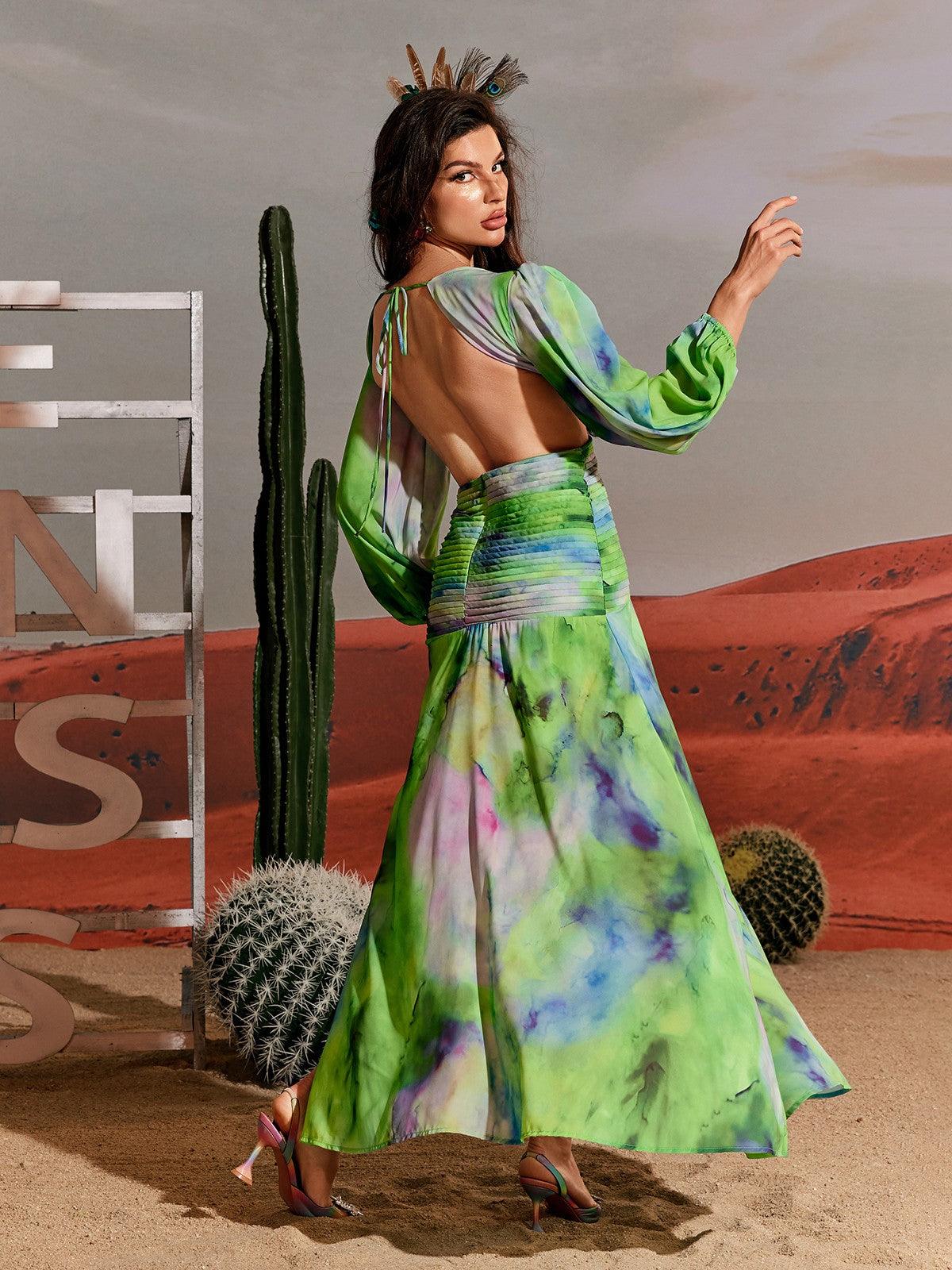 Janay Printed Cutout Maxi Dress