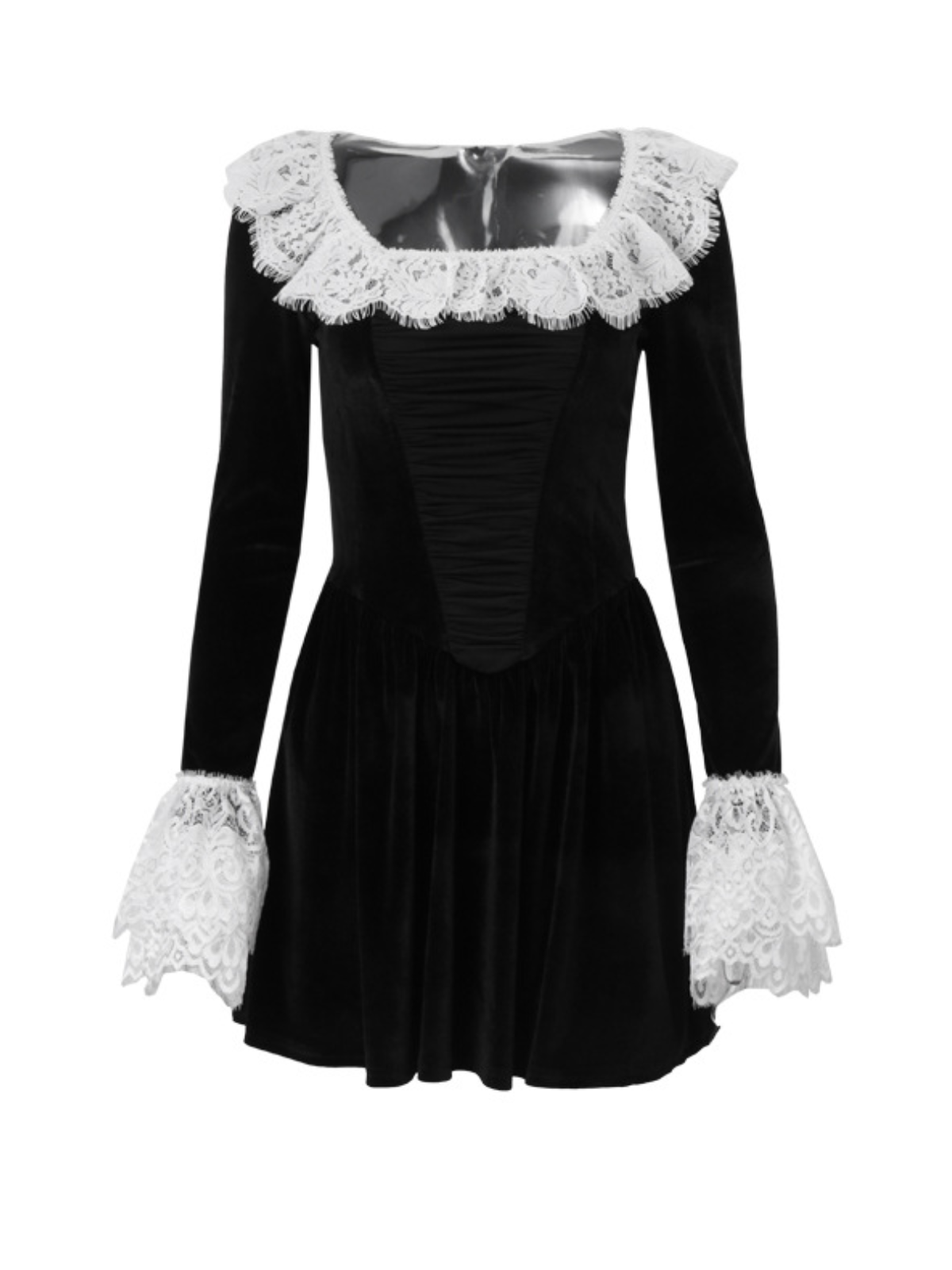 Jaxon Lace Trimmed Velvet Mini Dress