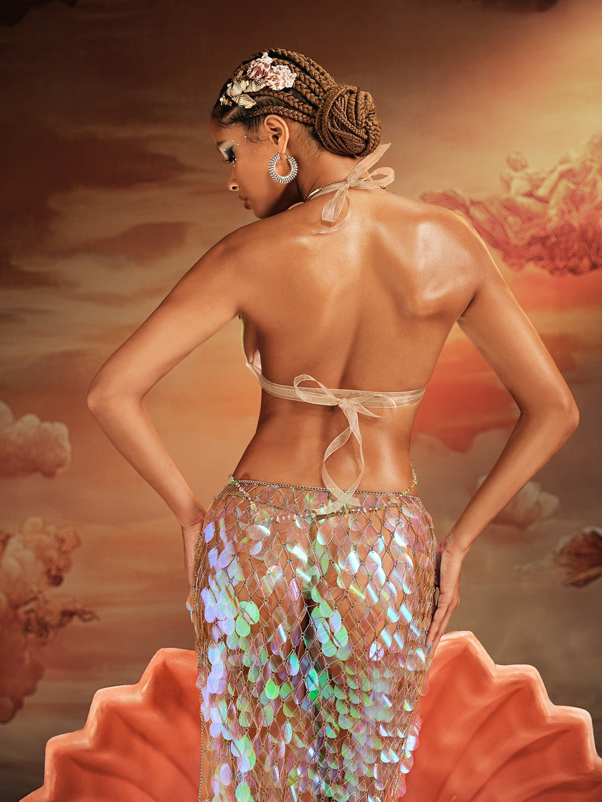 Kaelrix Halterneck Chain Armor Top In Green