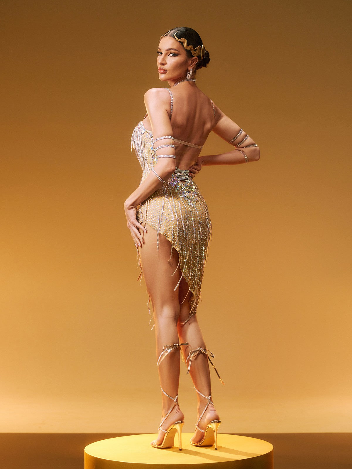 Kai Spaghetti Crystal Fringe Mini Dress