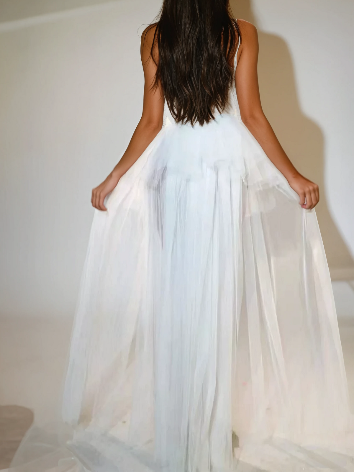 Kalene Strapless Ruffle Tulle Skirt Set In White