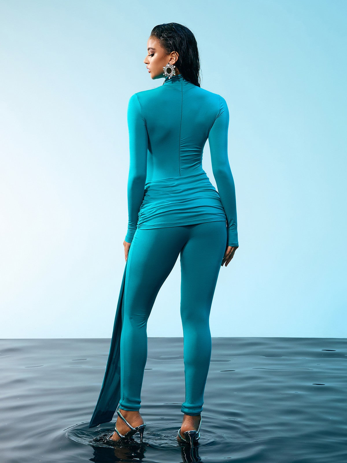 Kayden Long Sleeve Draped Jumpsuit
