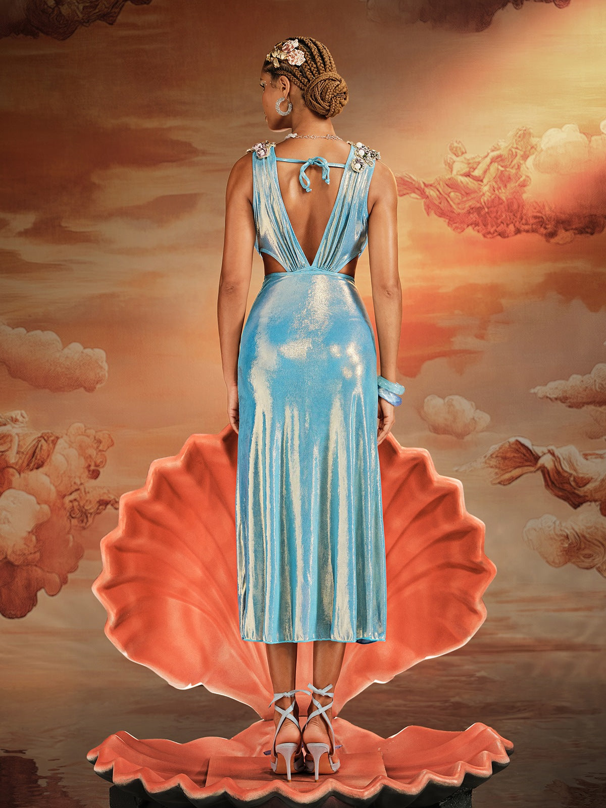 Korbin Cutout Ruched Split Sequin Skirt Set