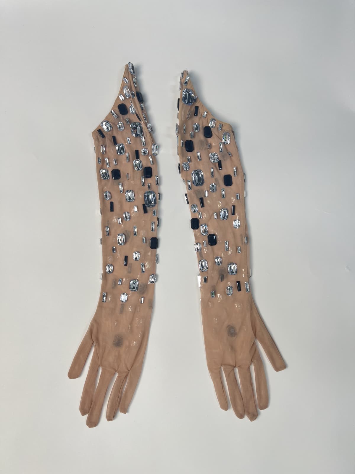 Kyrissa Strapless Embellished Split Mesh Maxi Dress