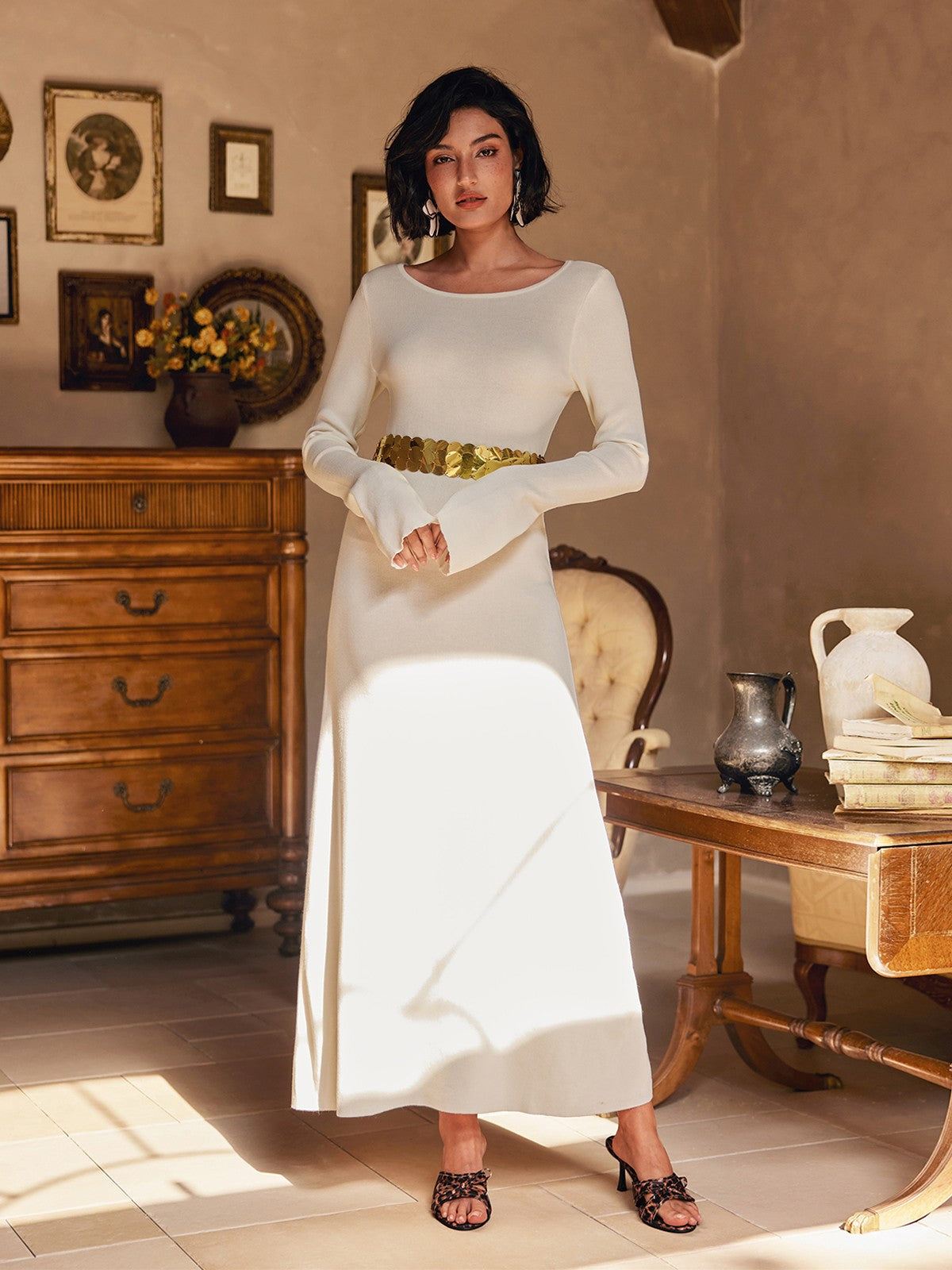 Laurance Backless Lace Up Maxi Dress