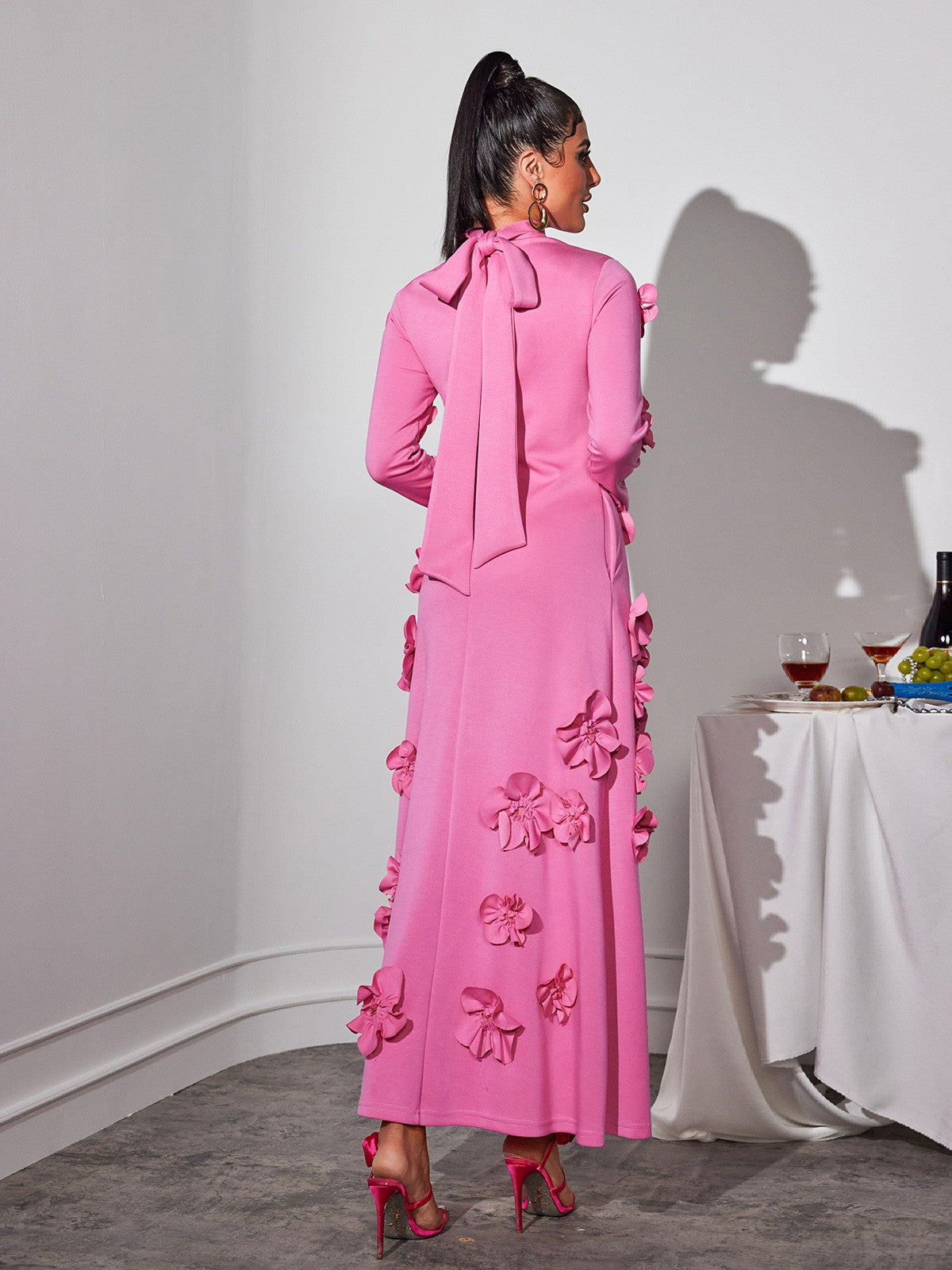 Liluri Long Sleeve Flower Maxi Dress