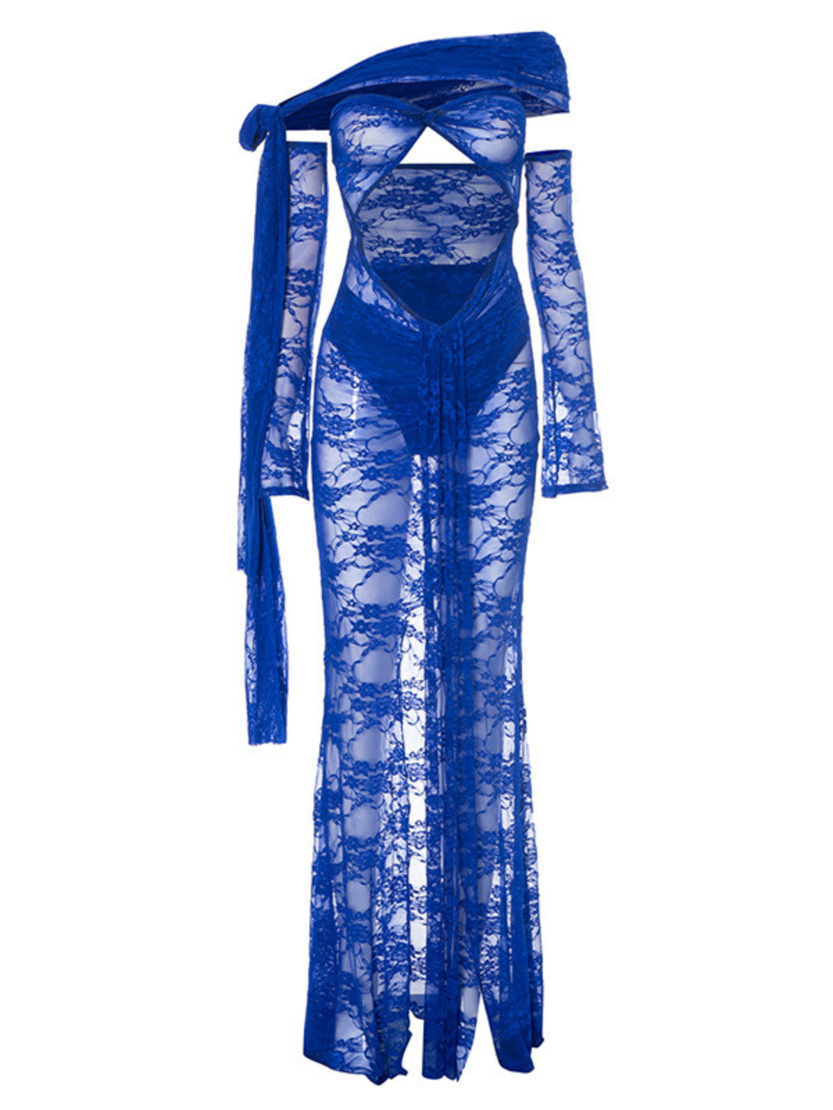 Luxanna Cutout Split Lace Maxi Dress