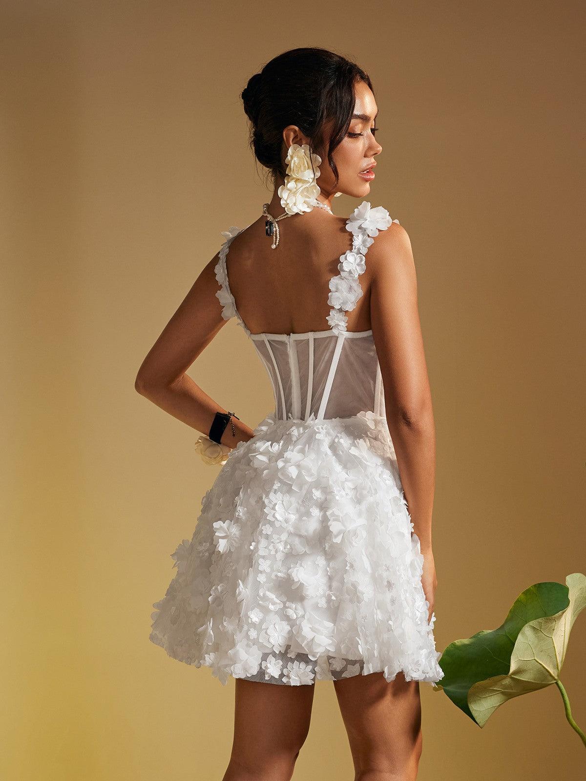 Magni Spaghetti Flower Mini Dress