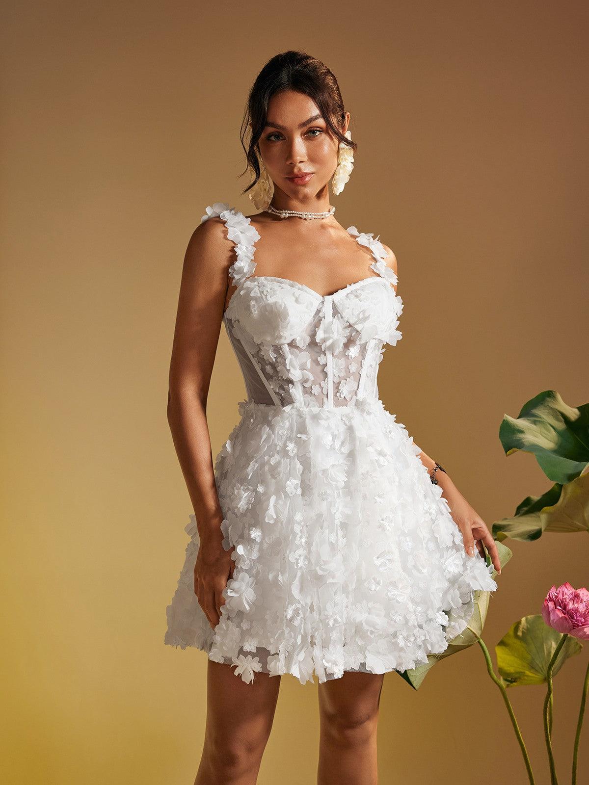 Magni Spaghetti Flower Mini Dress