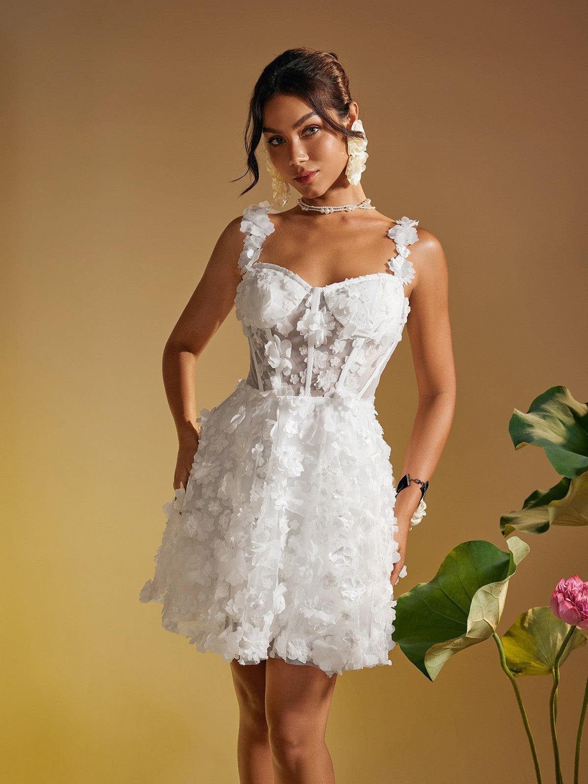 Magni Spaghetti Flower Mini Dress