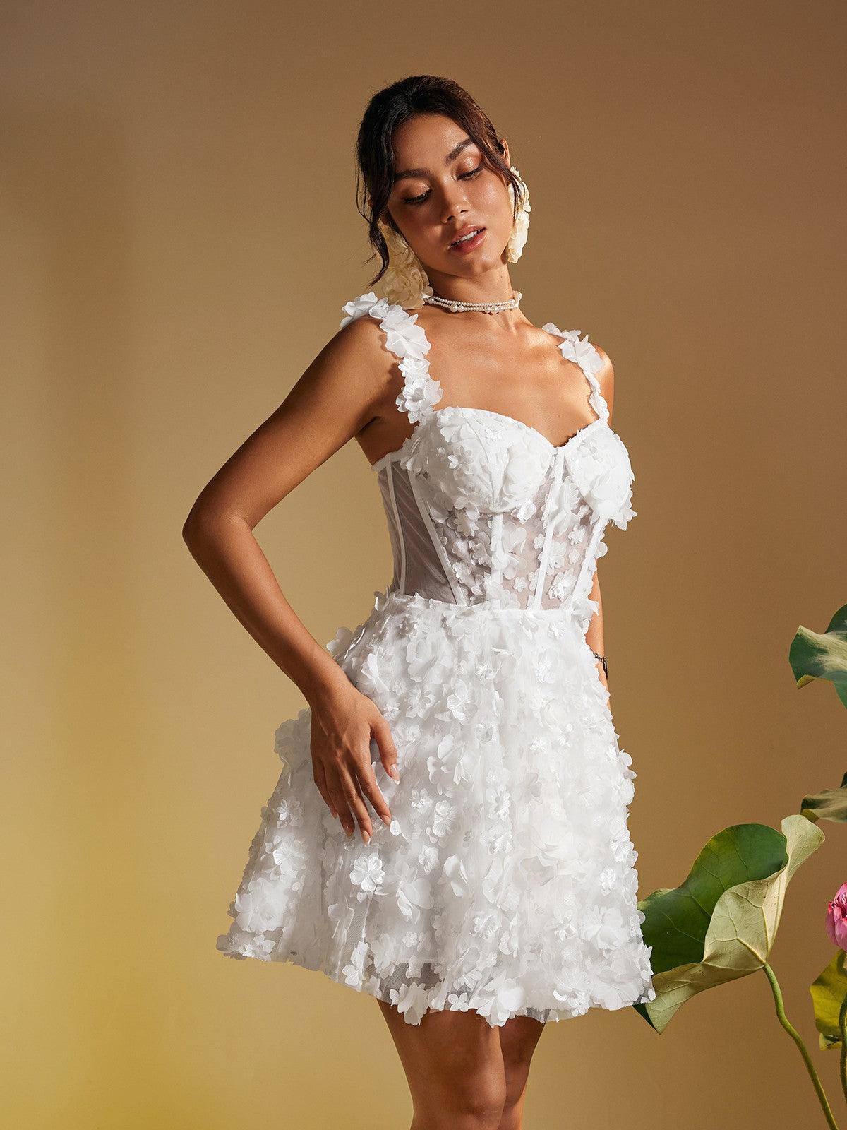 Magni Spaghetti Flower Mini Dress