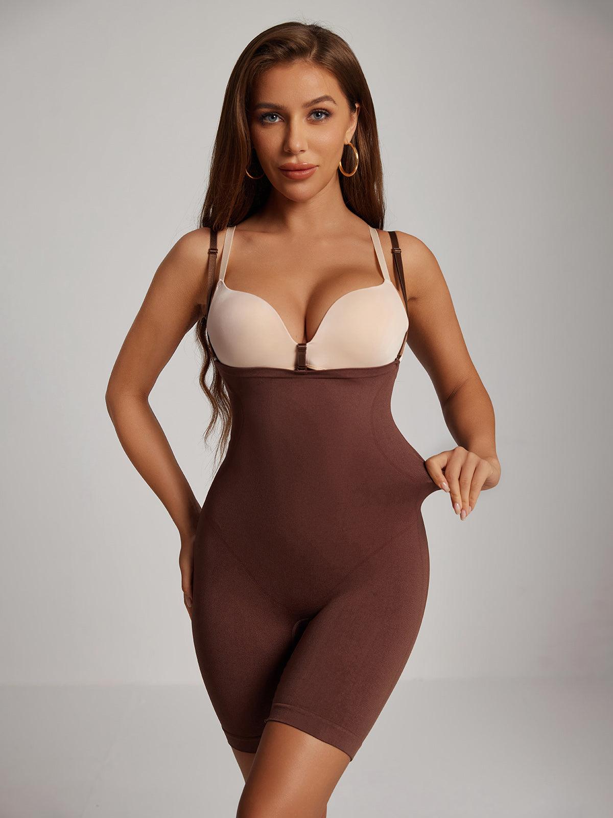 Manu Open Bust Shortie Bodysuit In Coffee