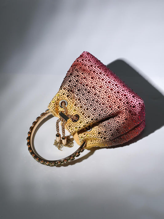 Mattea Crystal Embellished Bucket Bag In Ombre