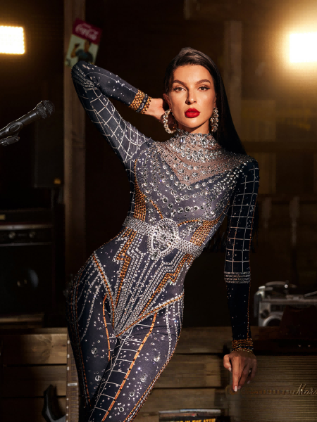 Micaela Printed Rhinestone Jumpsuit