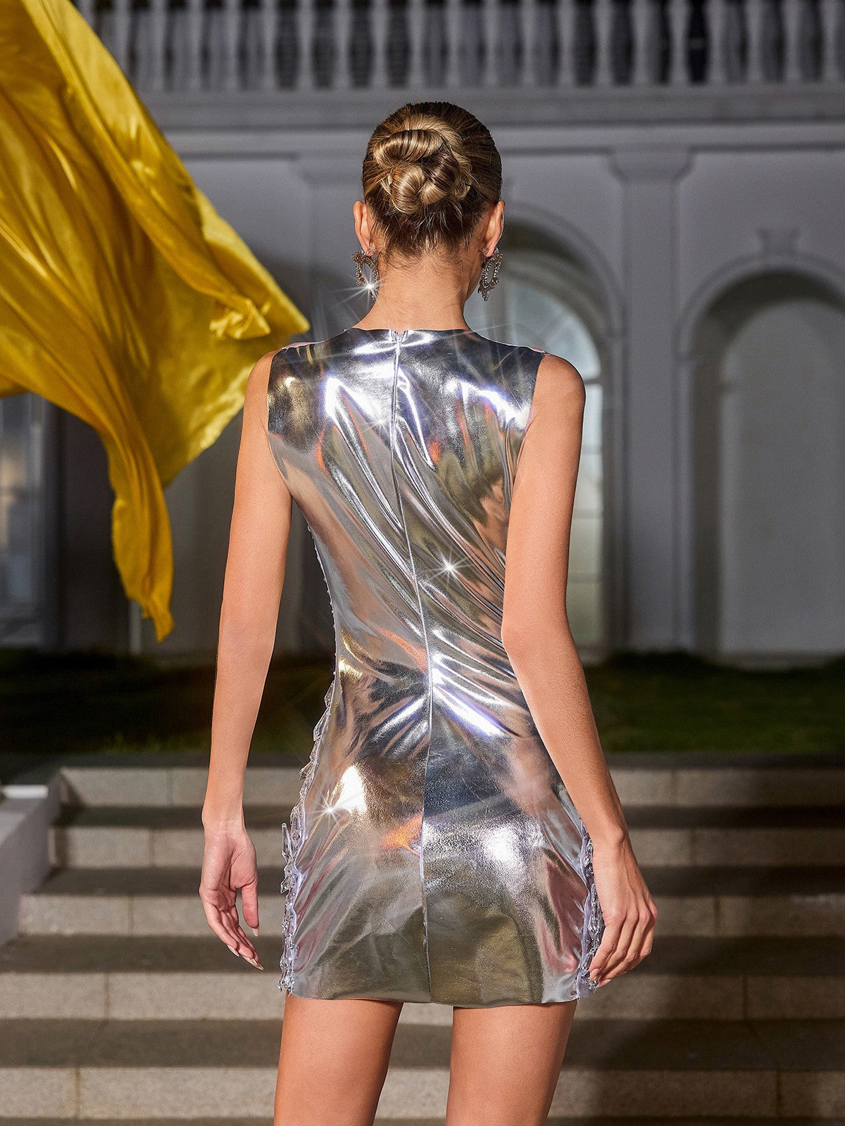 Myxenna Embellished Mesh Mini Dress