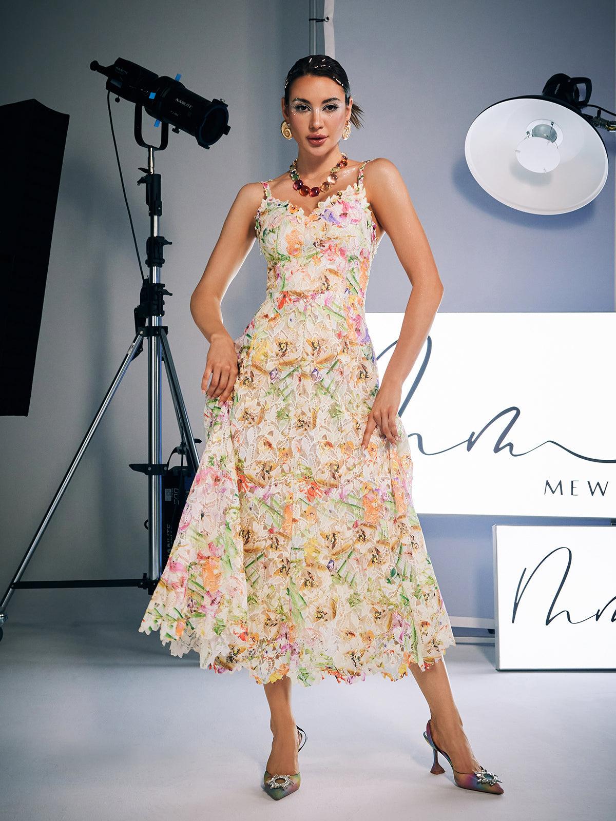 Ornan Floral Embroidered Midi Dress