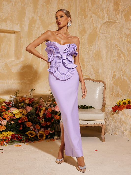 Petulah Strapless Ruched Bandage Maxi Dress