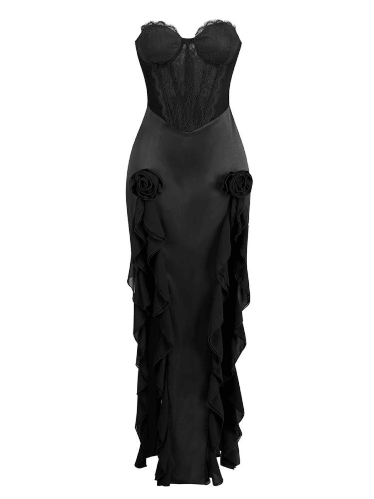 Raoul Strapless Lace Tulle Maxi Dress In Black