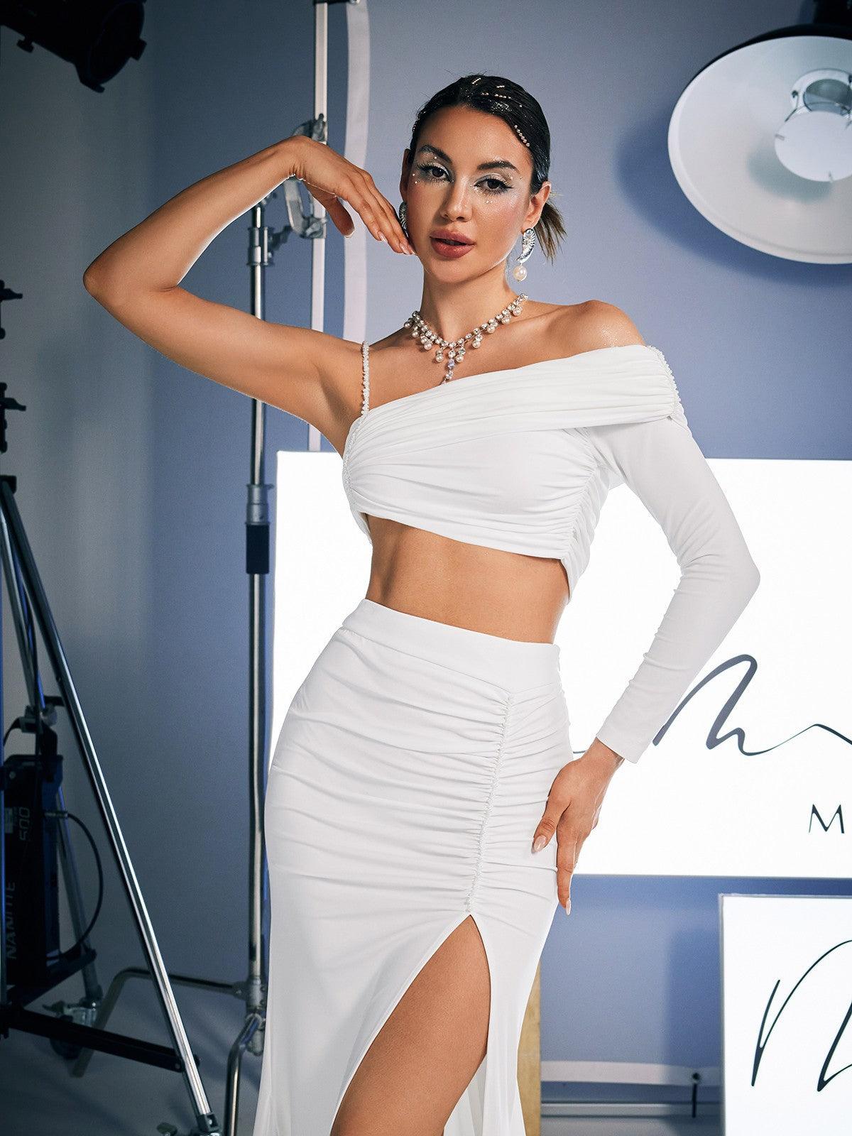 Raylan Ruched Split Skirt Set