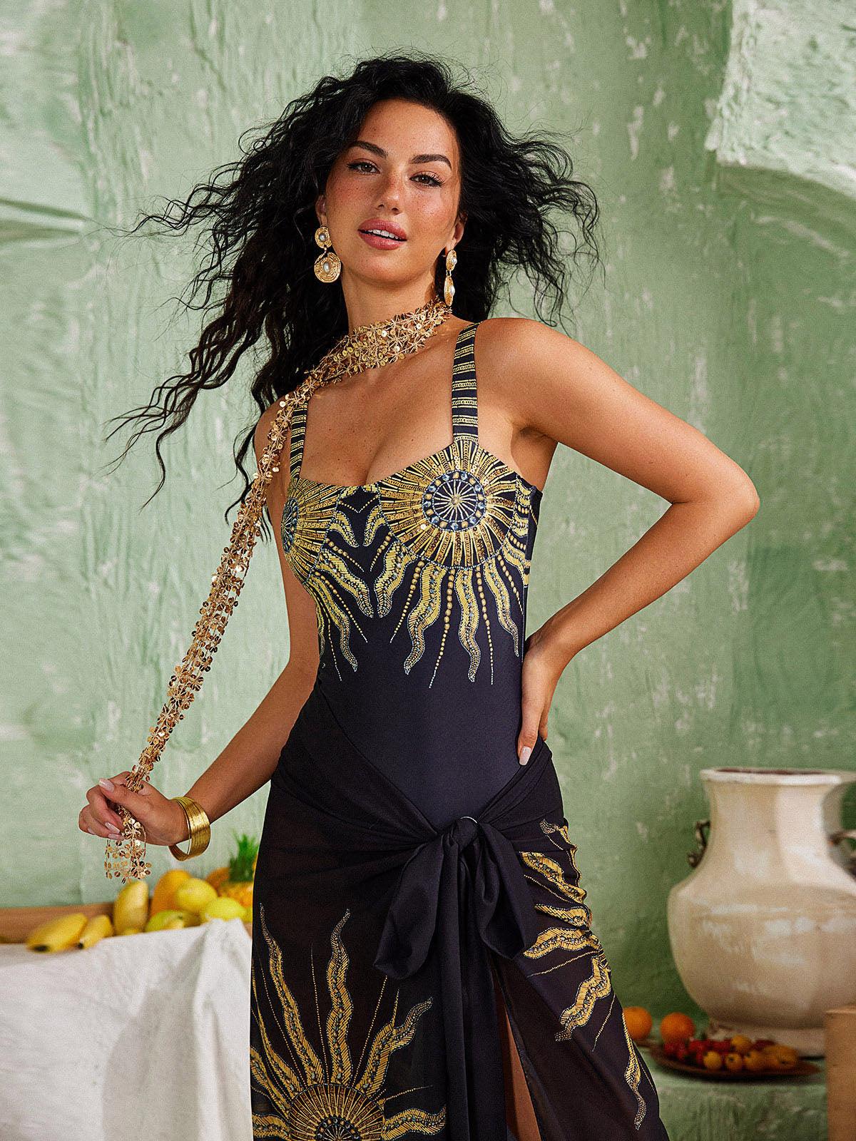 Rayya Sunflower Sequin Swimwear Two Piece Set