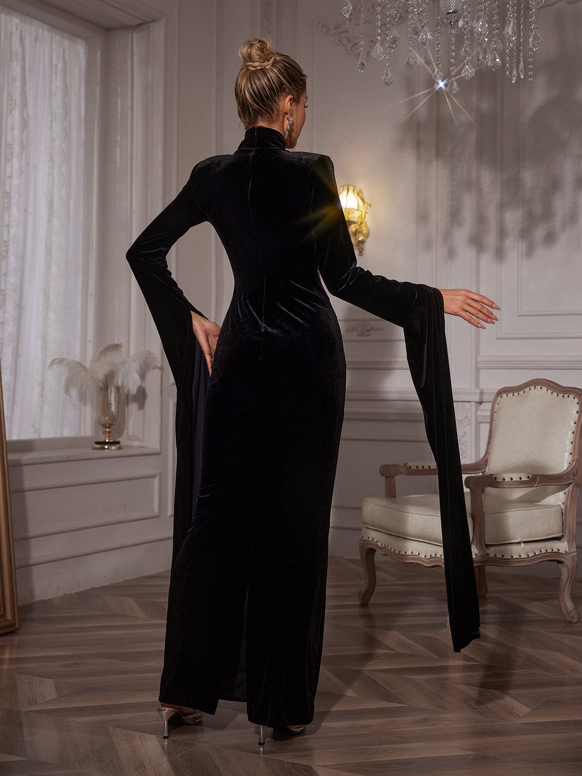 Reon Rhinestone Velvet Maxi Dress