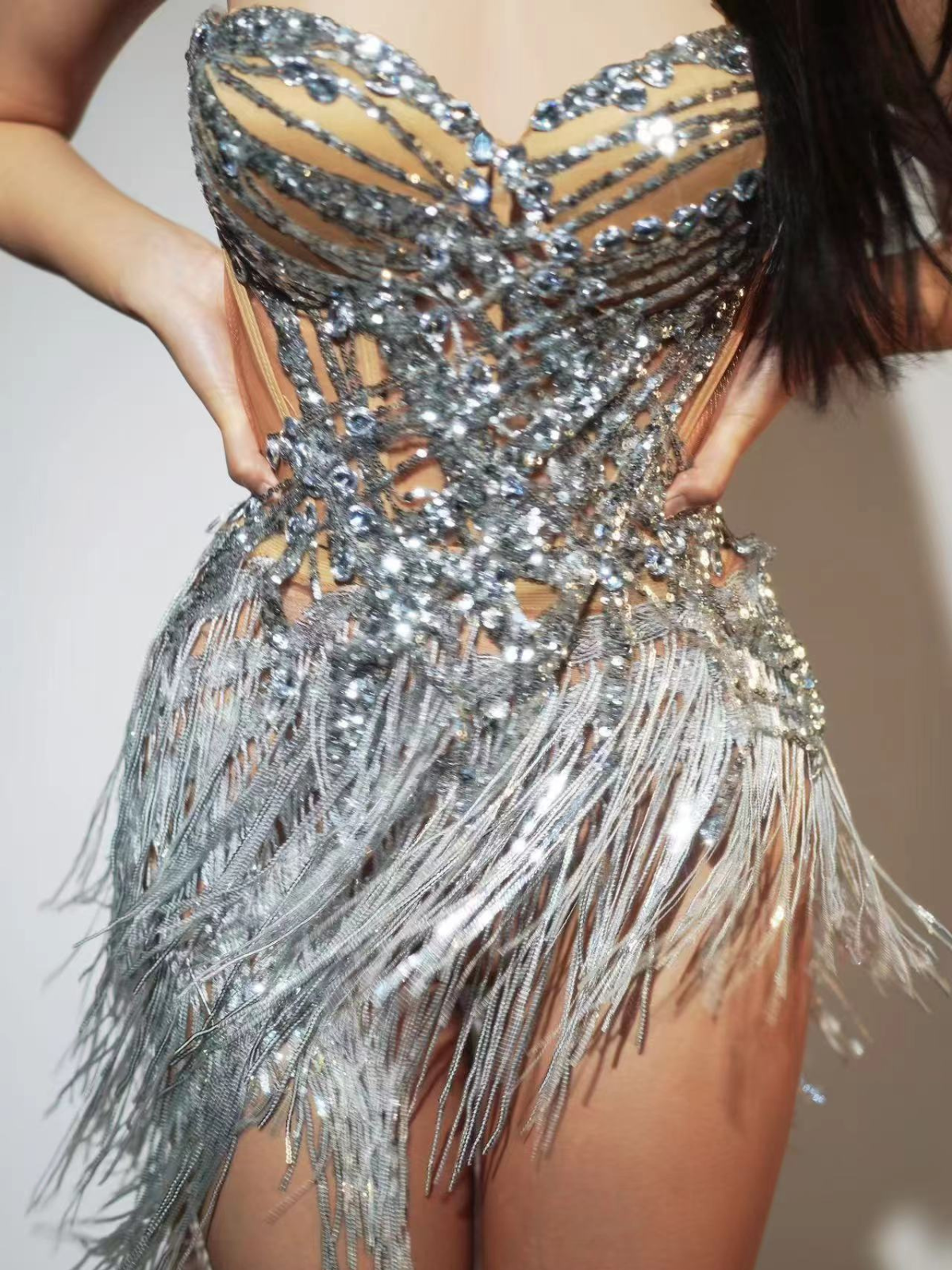 Safiya Strapless Rhinestone Skirt Set