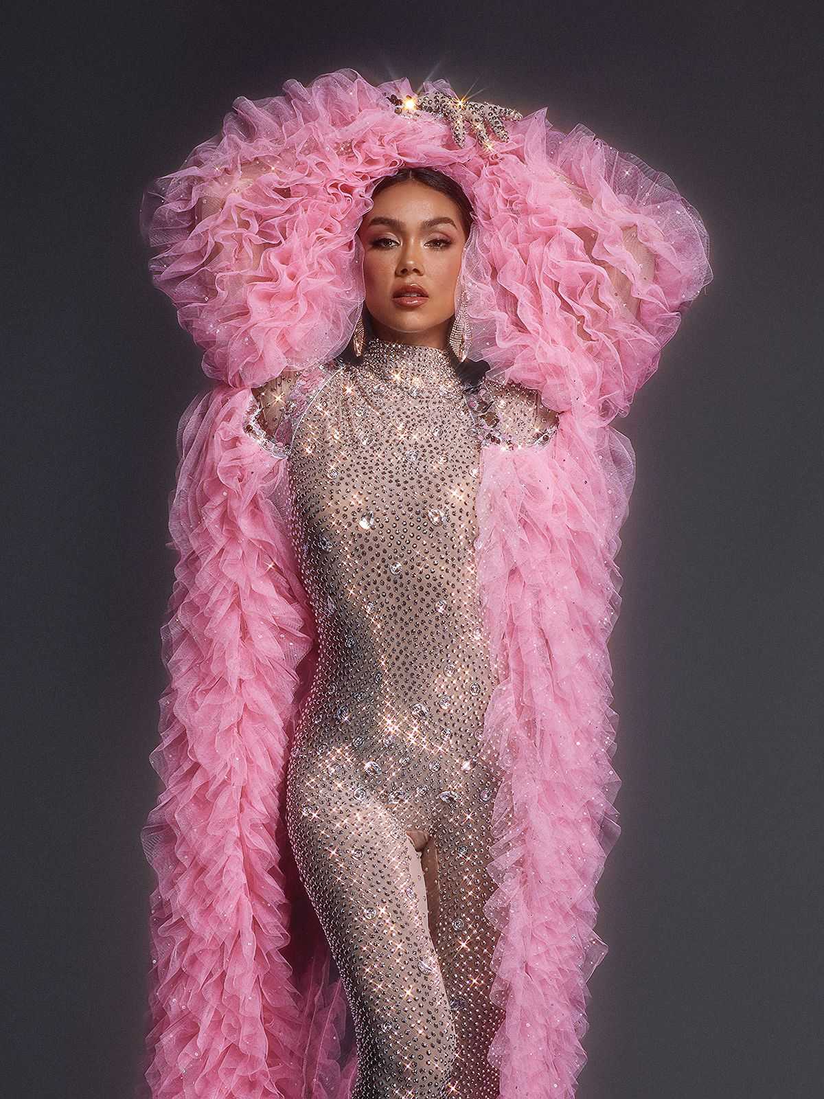 Shaquanna Tulle Coat In Pink