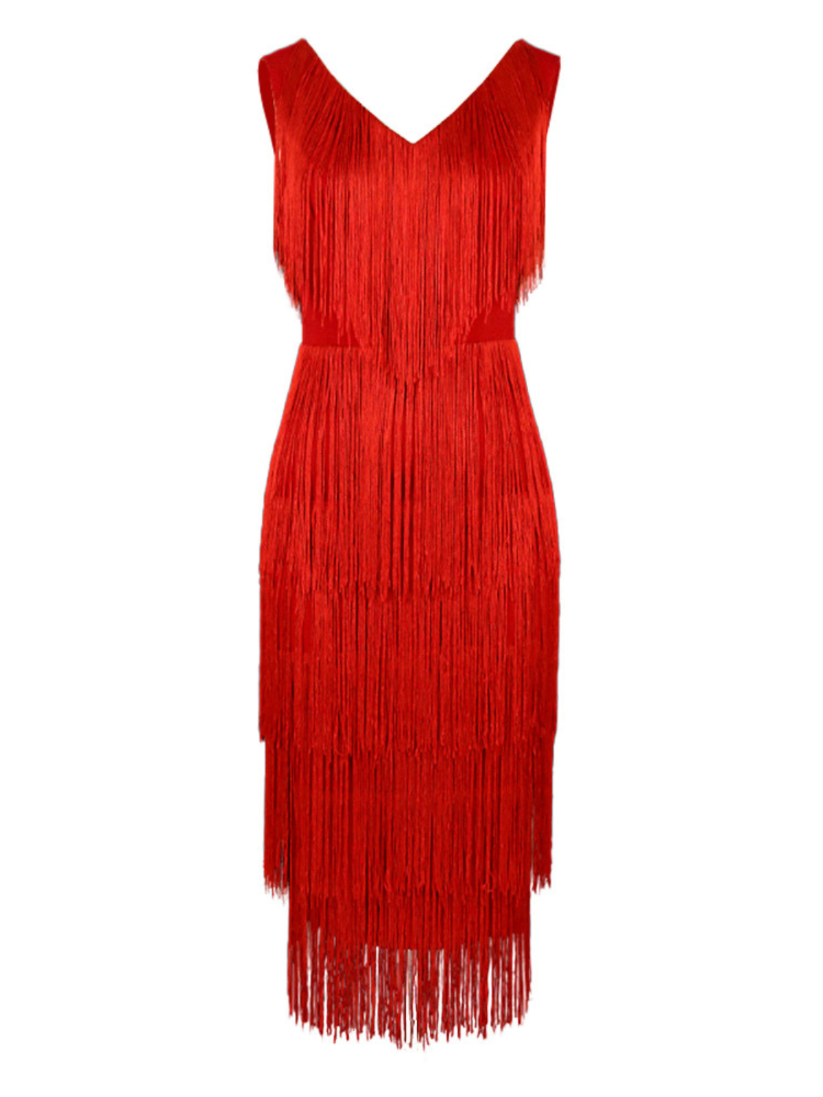 Sheadon V Neck Fringe Midi Dress