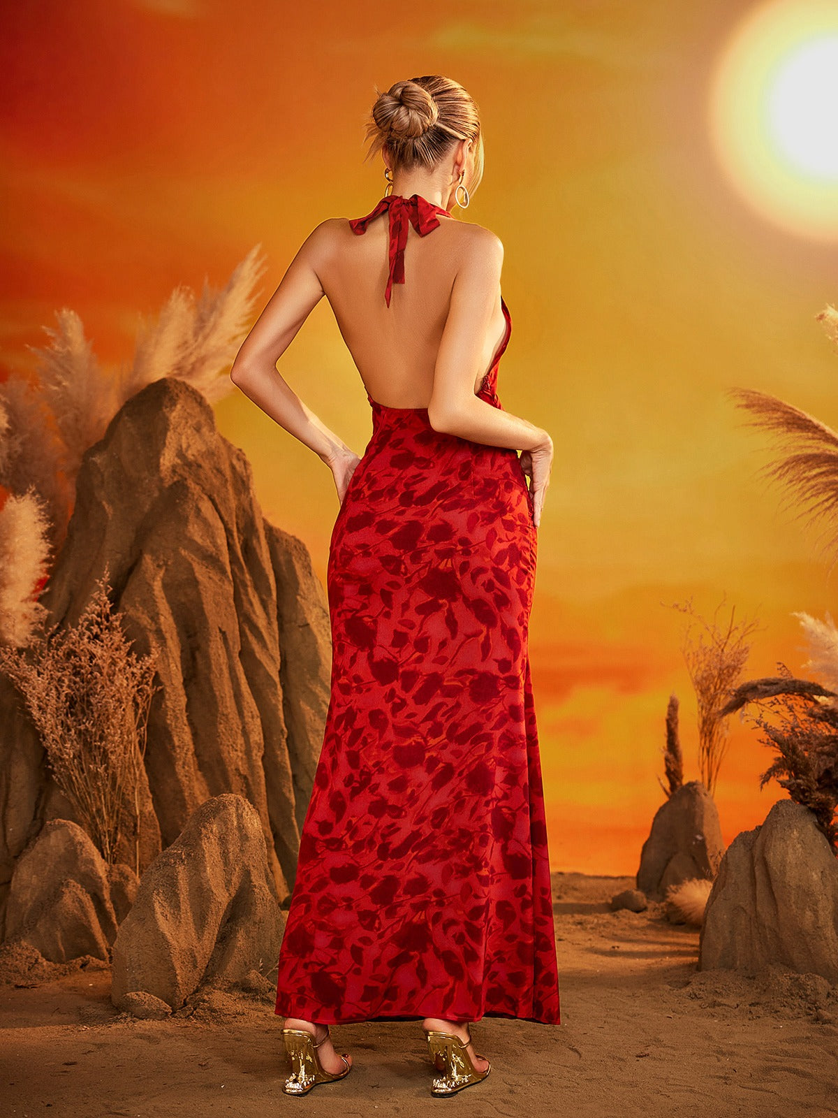 Shemeka Halterneck Floral Maxi Dress