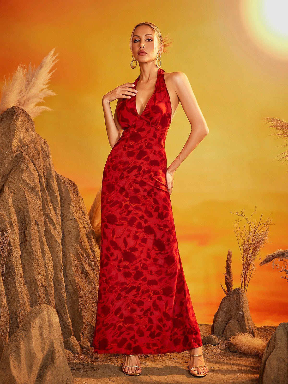 Shemeka Halterneck Floral Maxi Dress