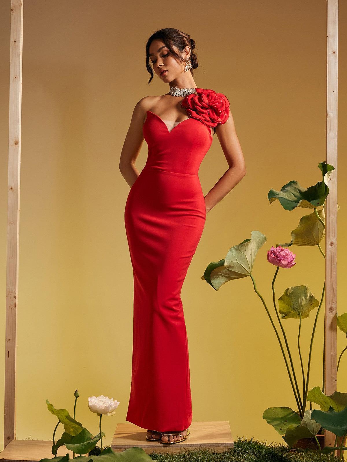 Sonny One Shoulder Flower Maxi Dress