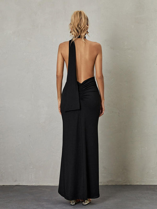 Toula Backless Maxi Dress In Black