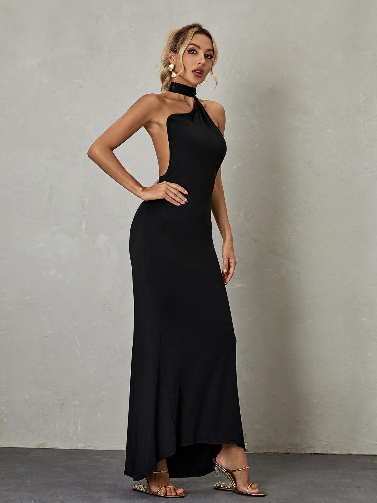 Toula Backless Maxi Dress In Black