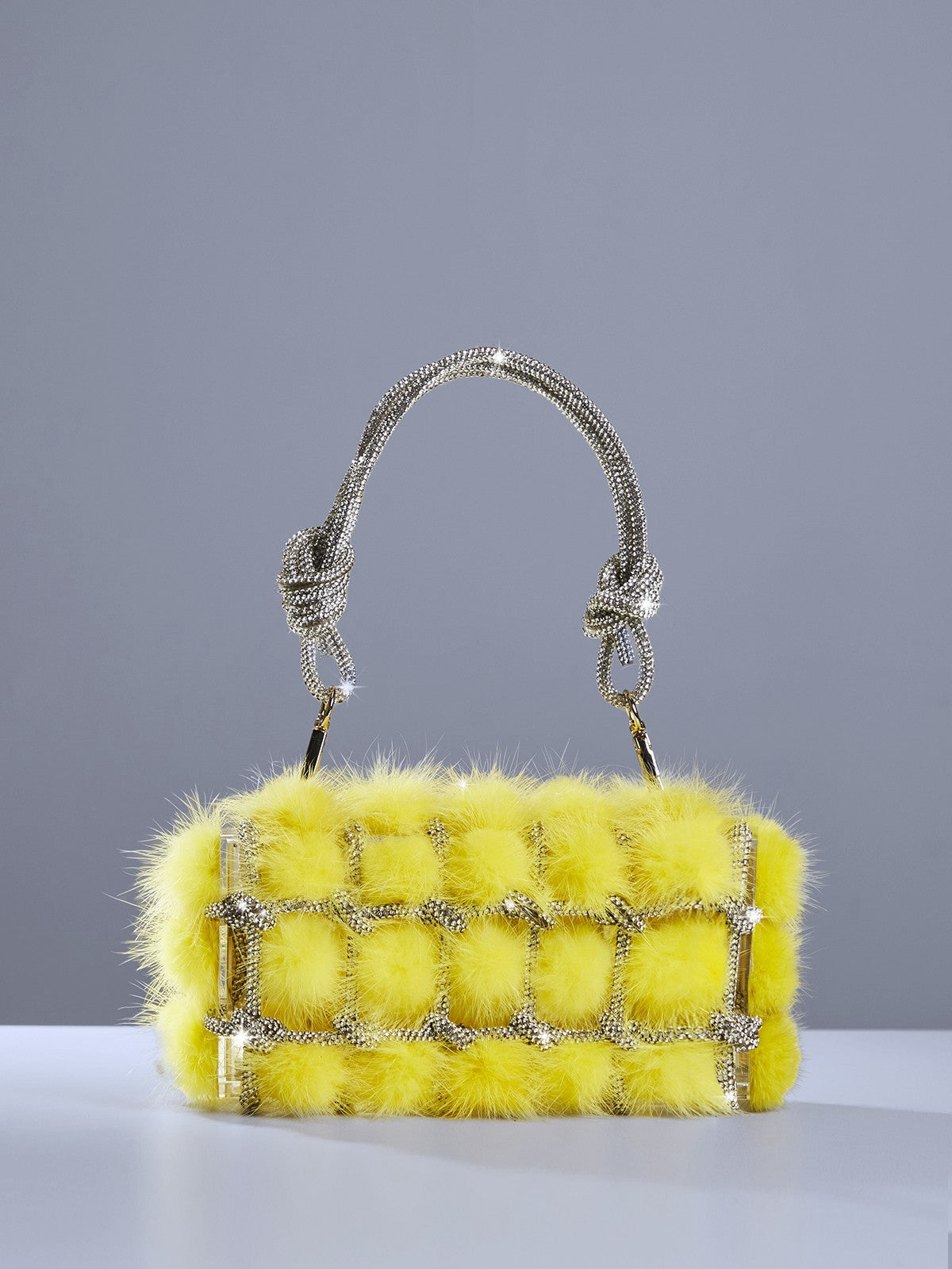 Tristano Faux Fur Crystal Bag