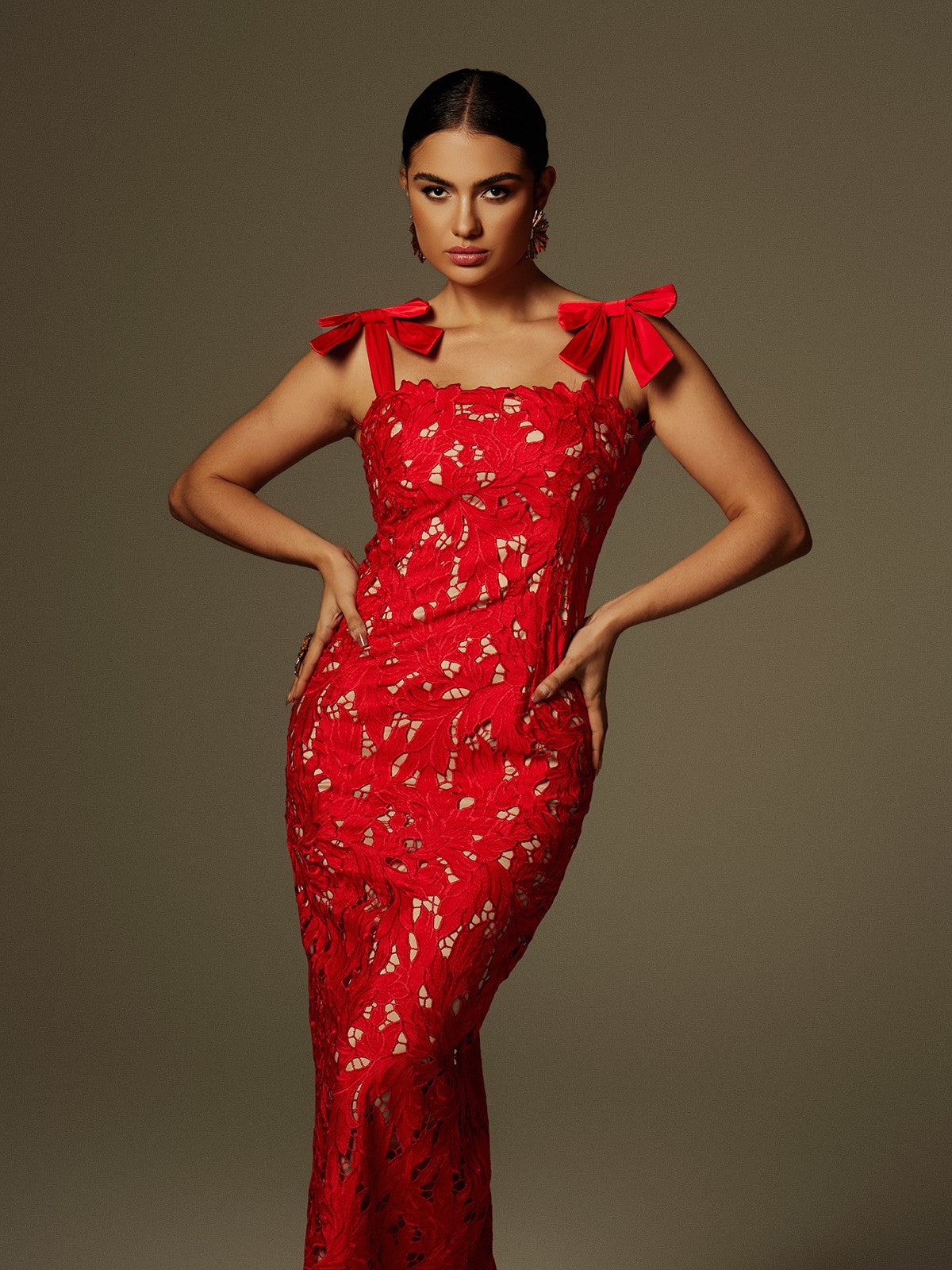 Zerrin Bow Floral Maxi Dress